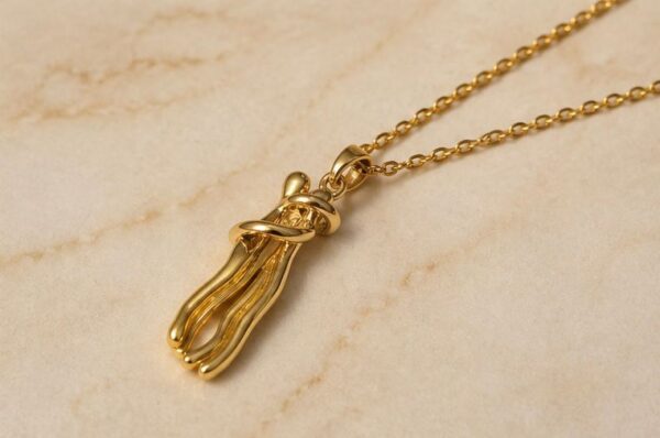 Sculpted Lovers Embrace Pendant Necklace