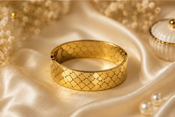 Quilted Lattice Monogram Bangle