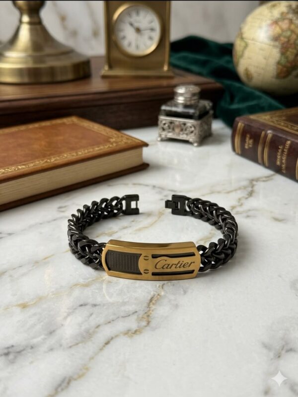 Men's Cartier Carbon & Gold Curb Chain Bracelet