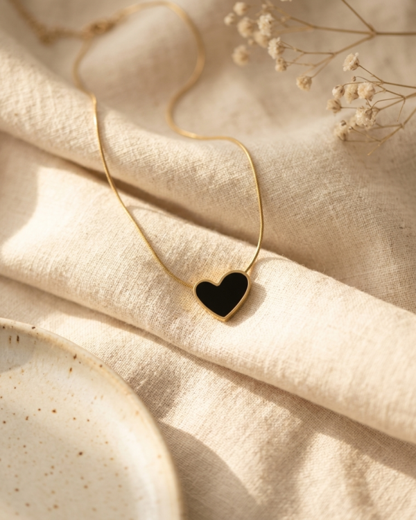 Onyx Heart Pendant Necklace