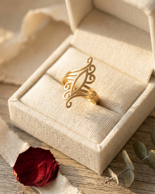 Botanical Filigree Scroll Ring