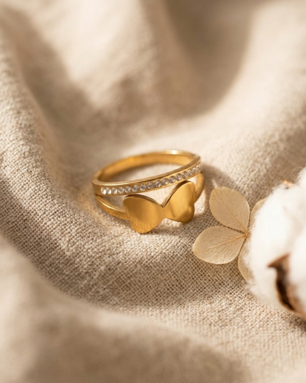 Sculpted Butterfly Multi-Layer Ring