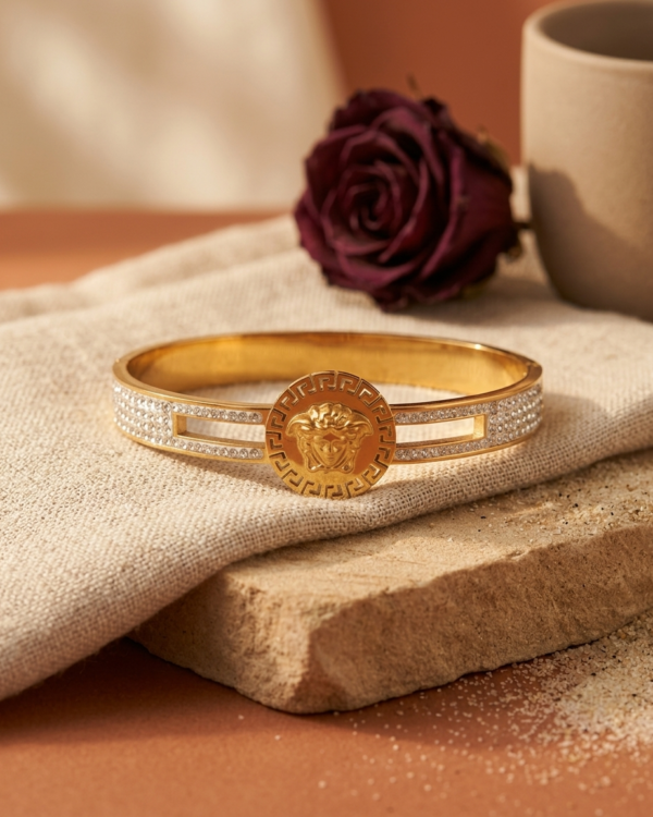 Medusa Greca Crystal Bangle