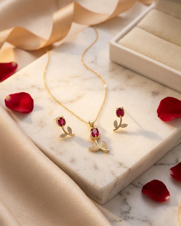 Crystal Tulip Pendant Jewelry Set