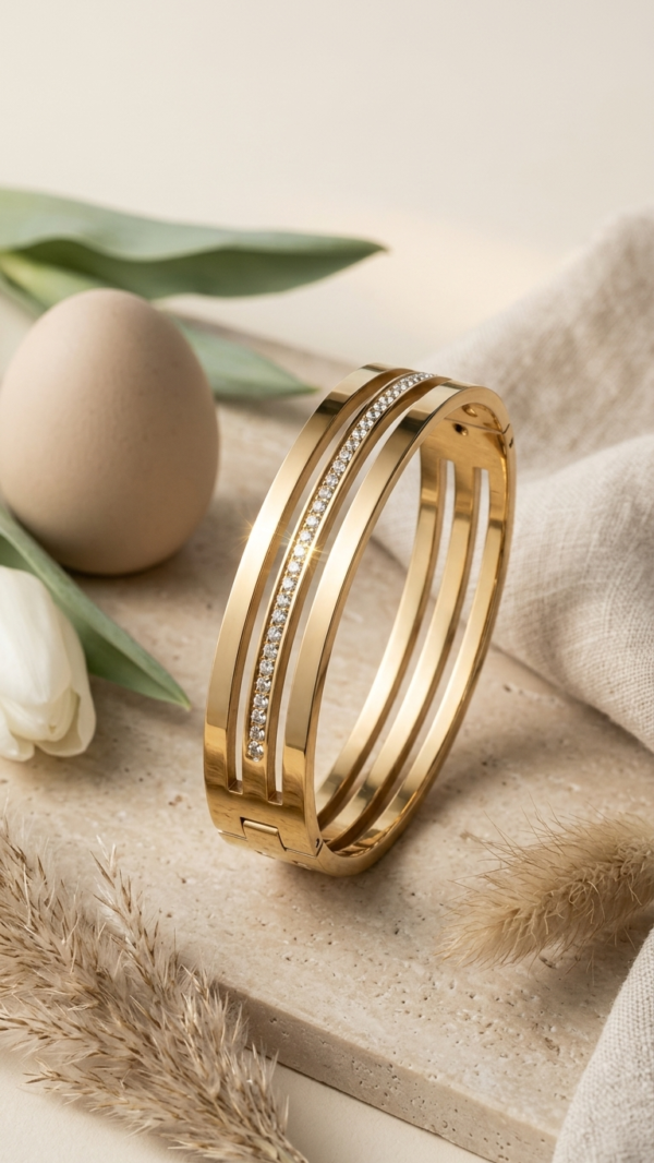 Multi-Strip Crystal Bangle Bracelet