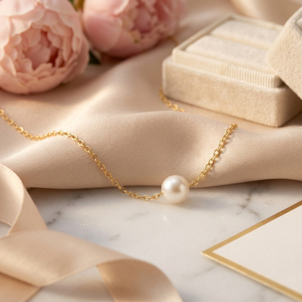 The Solitaire Minimalist Floating Pearl Necklace