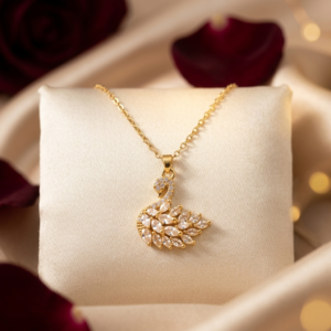 The Seraphina Crystal Swan Pendant Necklace - Pink