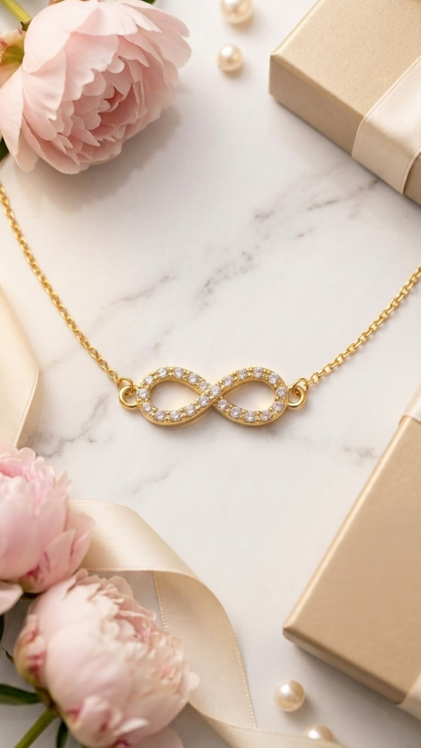 Dainty Gold Crystal Infinity Pendant