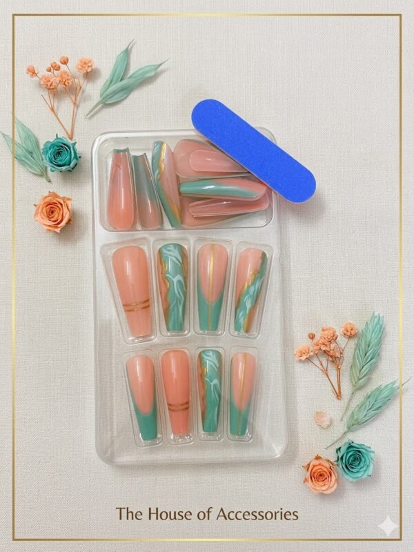 The Sage & Terracotta Marble Press-On Nail Set