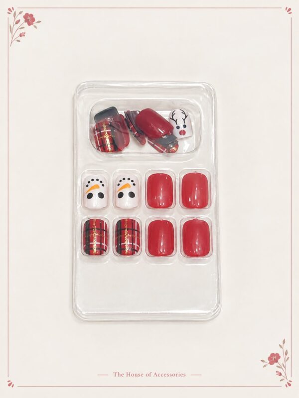 The Yuletide Tartan & Snowman Press-On Nail Set