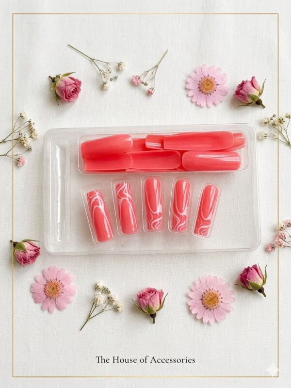 The Pink Coral Swirl Press-On Nail Set
