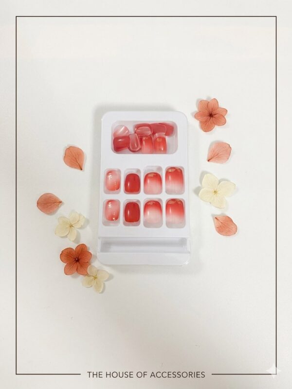 The Crimson Blush & Gold Foil Press-On Nail Set