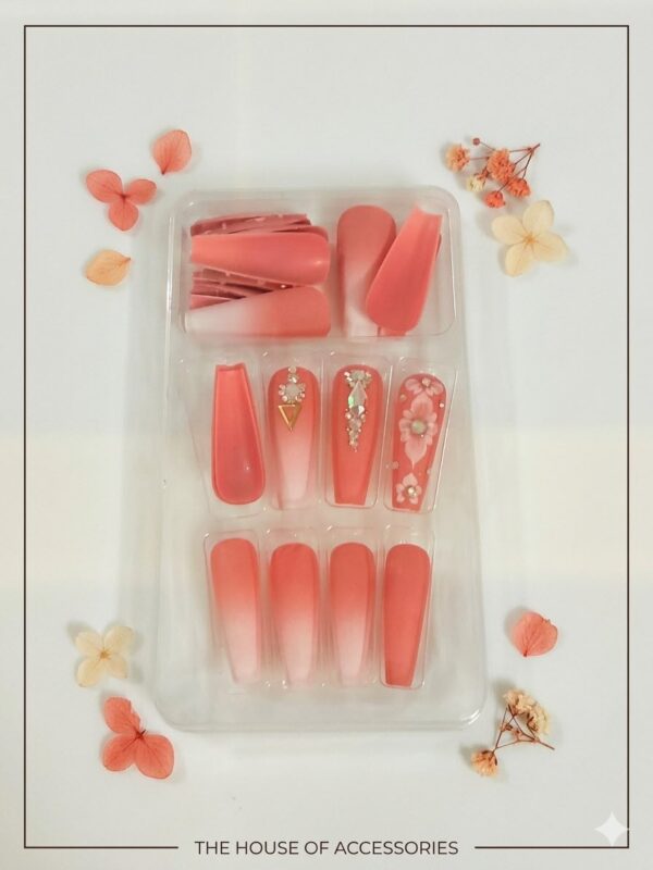 The Terracotta Blossom & Crystal Deco Press-On Nail Set