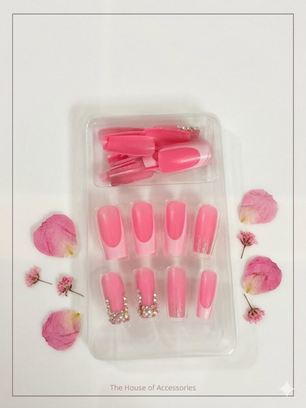 The Bubblegum Glam French & Rhinestone Press-On Nail Set